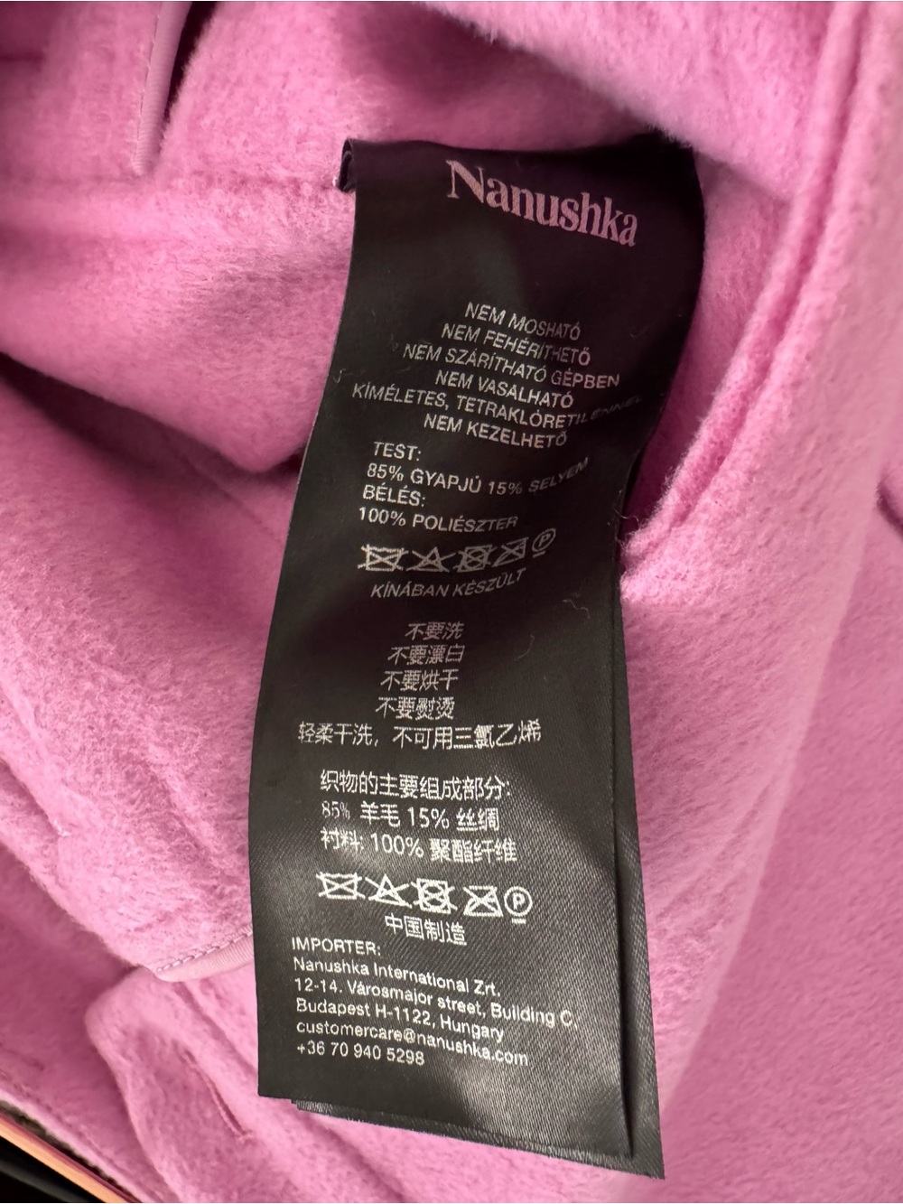 Nanushka Pink Flannel Button Fly Wide Leg Trousers Size XS 25" Waist - Picture 8 of 13